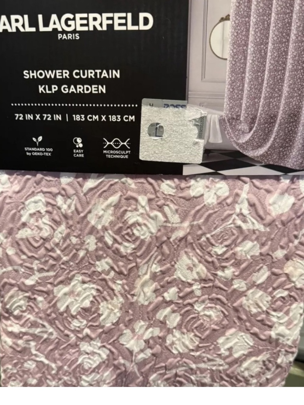 KARL LAGERFELD PARIS
EMBOSSED SHOWER CURTAIN KP GARDEN 72'X72" DUSTY
ROSE WHITE